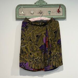 Vintage 90s Melrose faux wrap, mini skirt, women’s size 12 tropical print